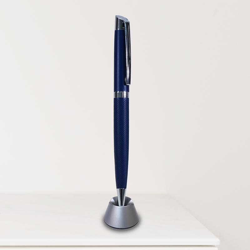 Glossy Navy Blue Silver Metallic Pen